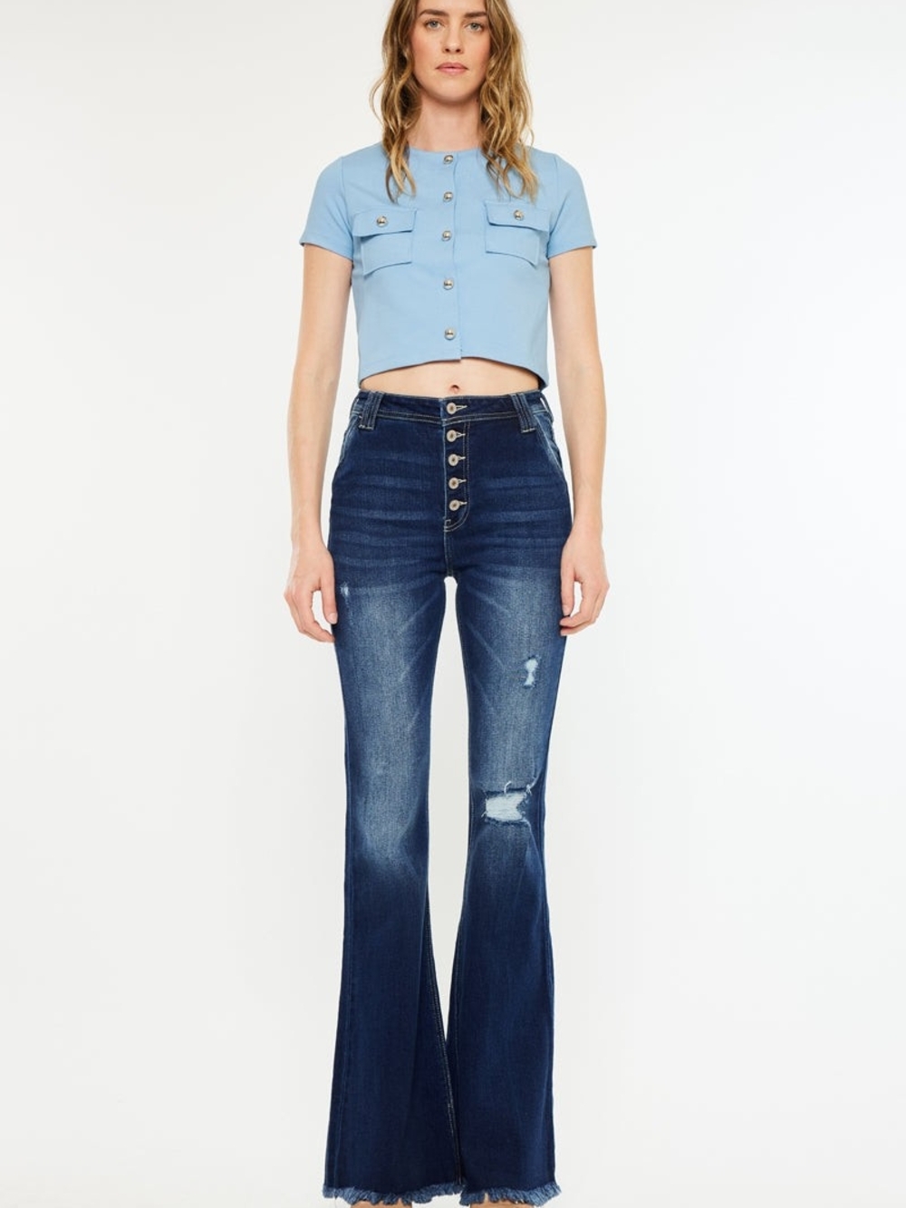Kancan Sian High Rise Flare Jeans - Picture 1 of 6